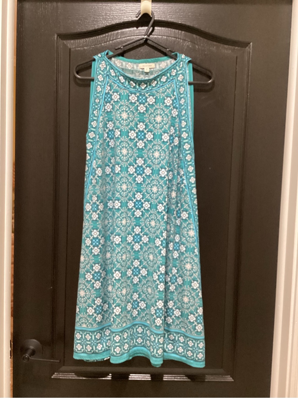 Max Studio Sleeveless Turquoise Printed Shift Dress